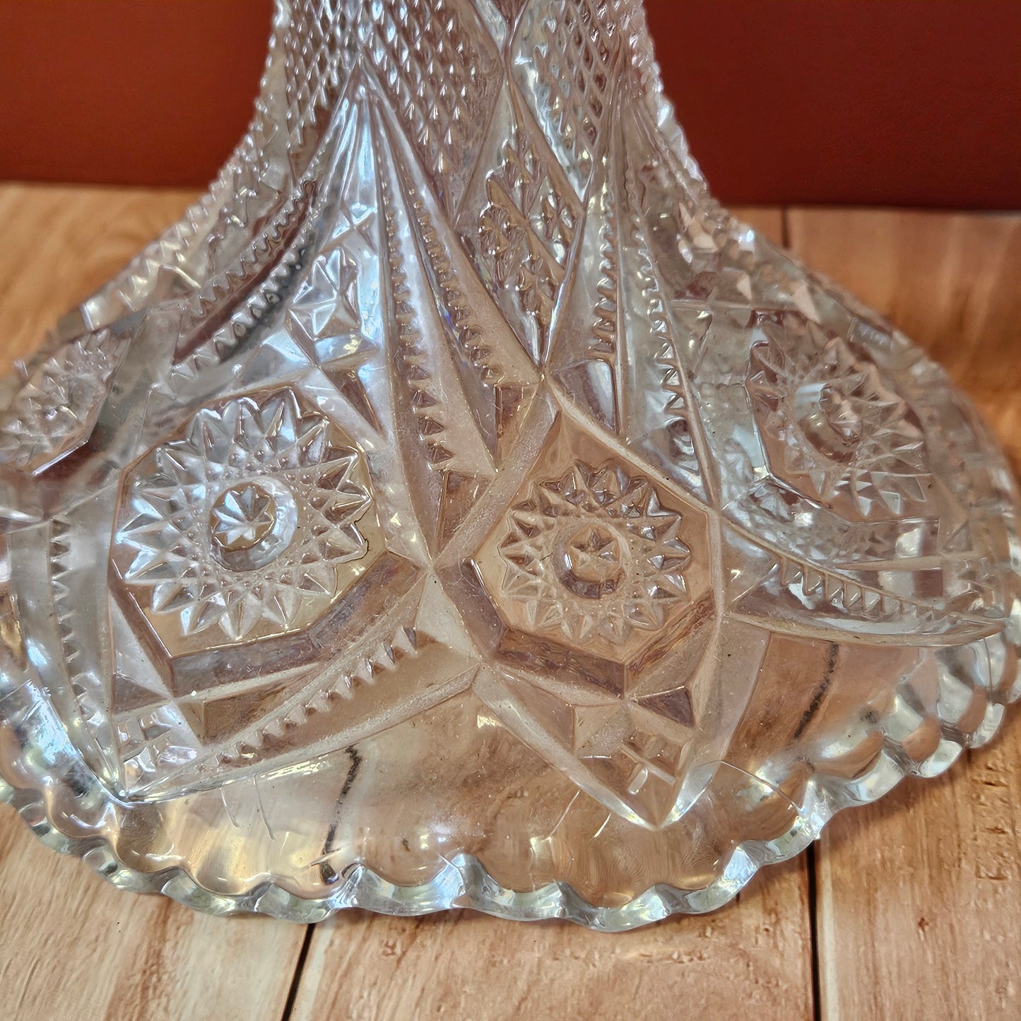 Vintage Pressed Glass Punch Bowl & Stand, 2 Piece