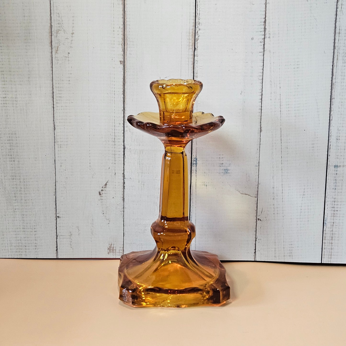 Vintage S Reich & Co Viktoria Amber Candlestick Holders, Set of 2