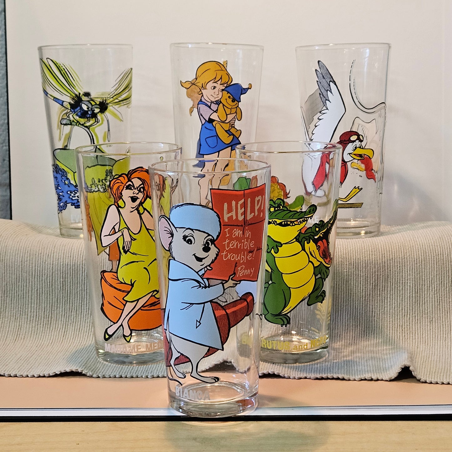 Vintage Pepsi Glassware Collection The Rescuers 1977, Set of 6