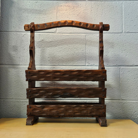 Rustic Hand-Carved Magazine Rack