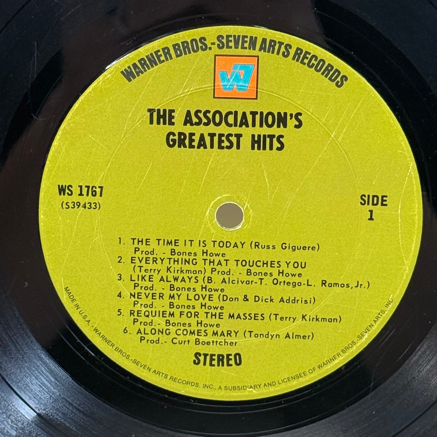 The Association's Greatest Hits Vinyl Record 1968 #WS1767