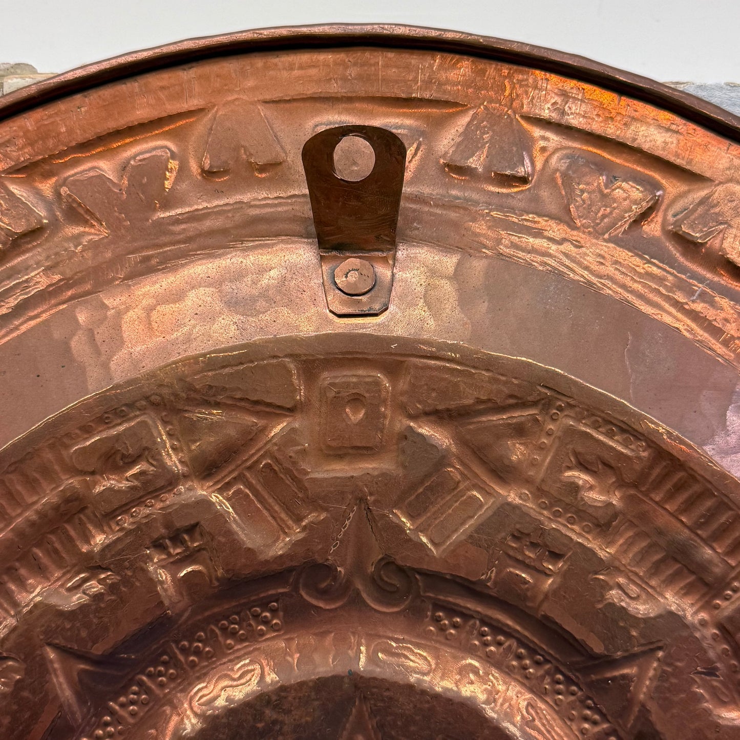 Aztec Calendar Copper Wall Plate Hammered