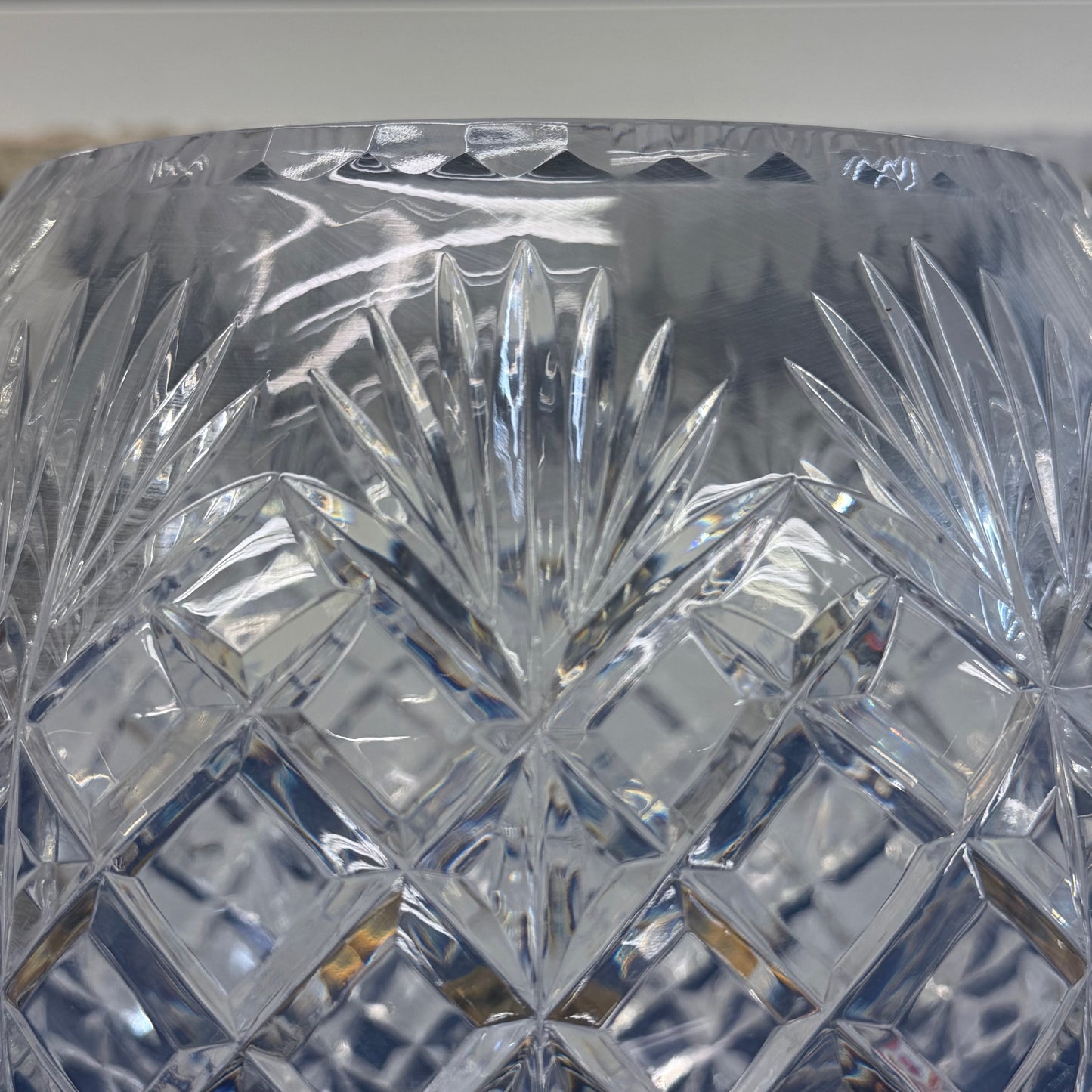 Hollywood Regency Cut Crystal Rose Bowl Brass Stand