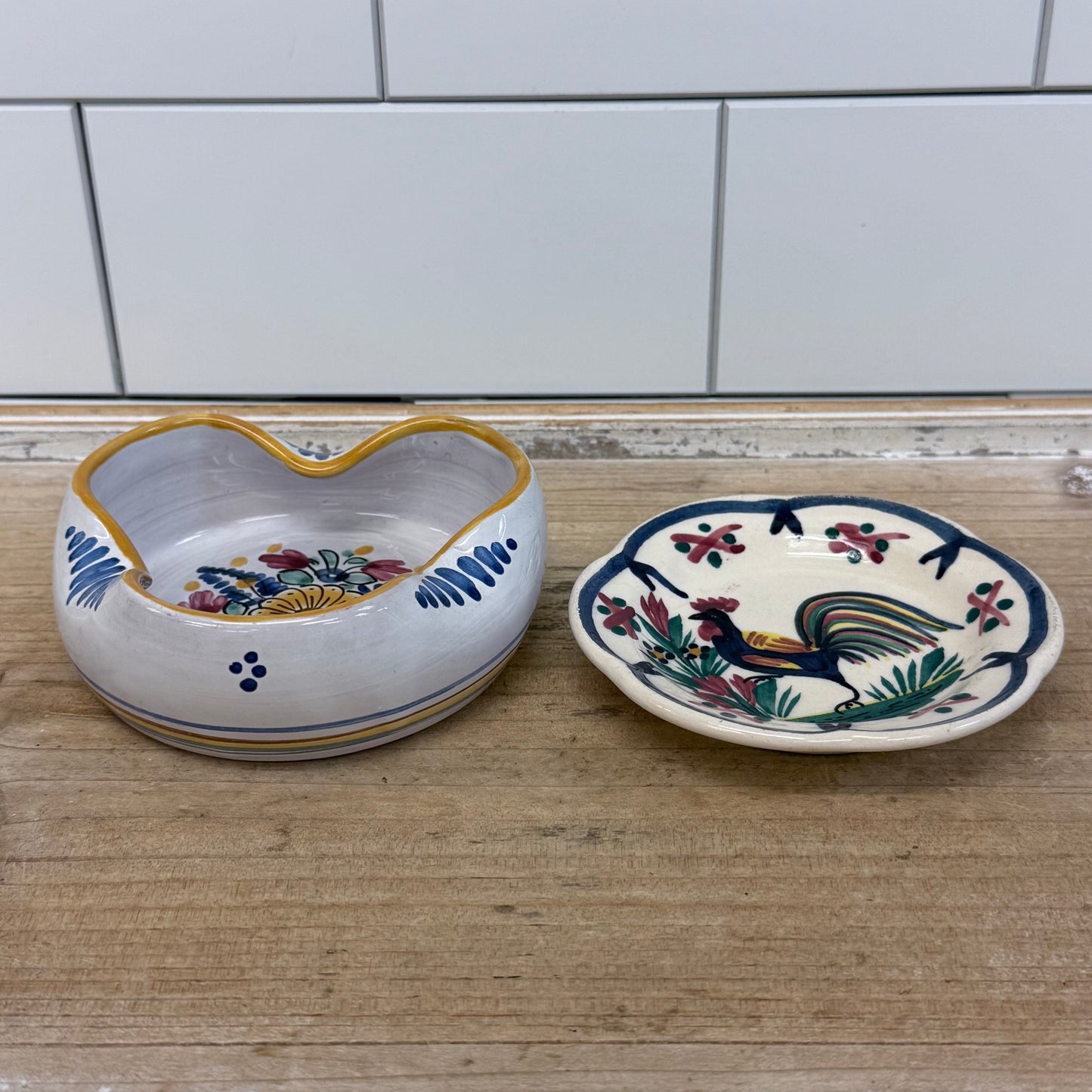 European Hand Painted Pottery Lot Quimper Modra Portugal Set of 5
