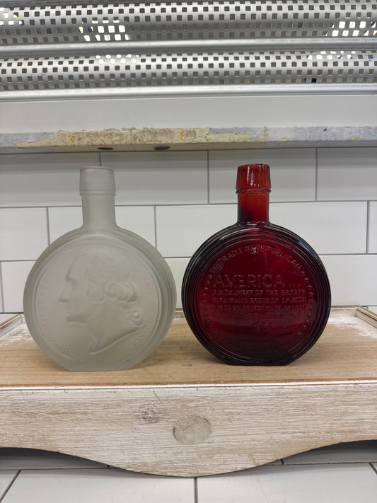 Wheaton George Washington Commemorative Glass Bottles Pair