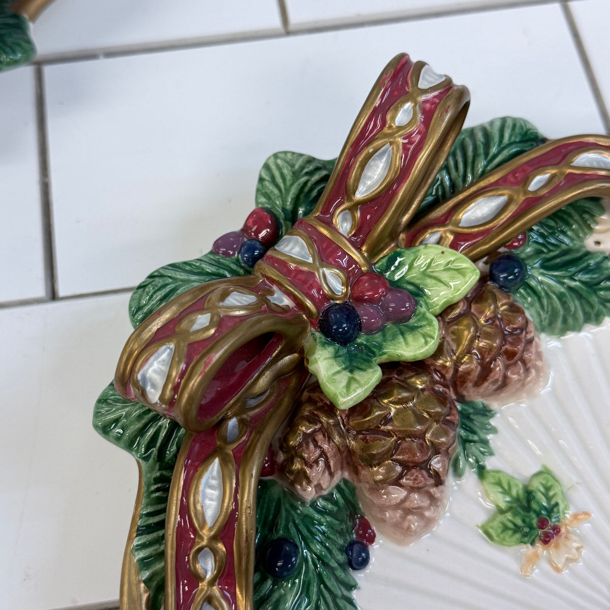 Fitz and Floyd Florentine Christmas Canapé Plates Set of 2