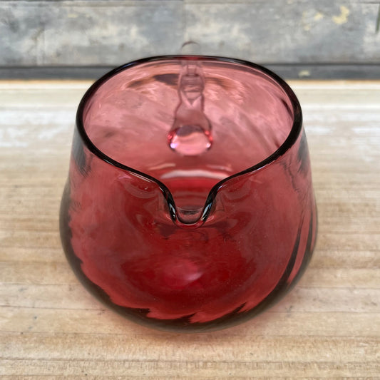 Pilgrim Cranberry Glass Hand Blown Swirled Creamer