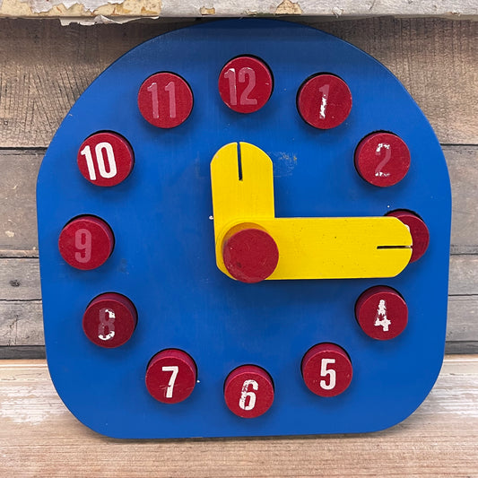 Wooden Teaching Clock Toy, 1970s