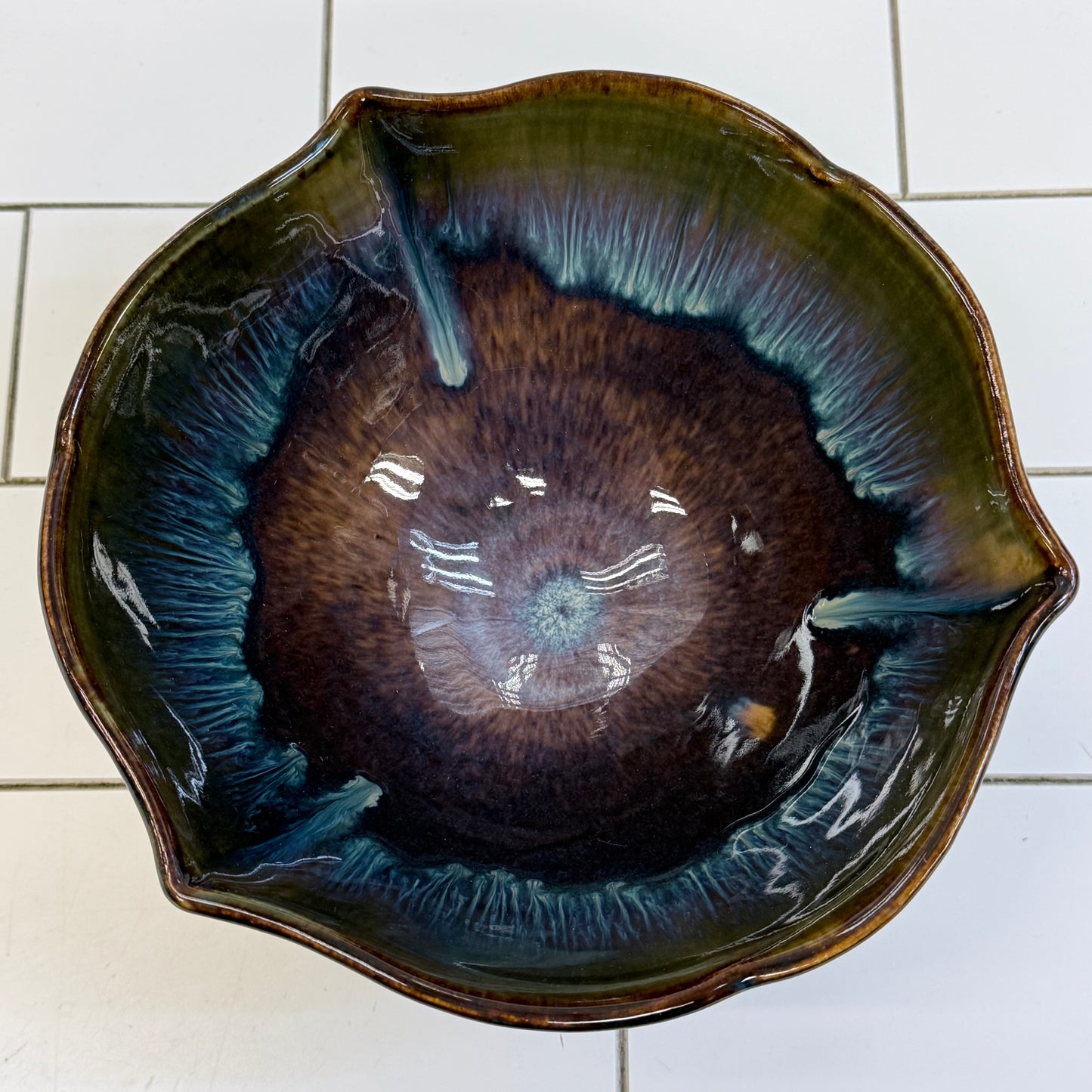 Studio Art Pottery Drip Glaze Ceramic Bowl