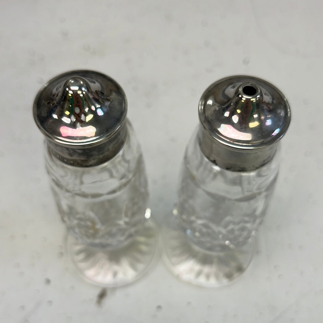 Vintage Stuart Crystal Salt & Pepper Set, Signed