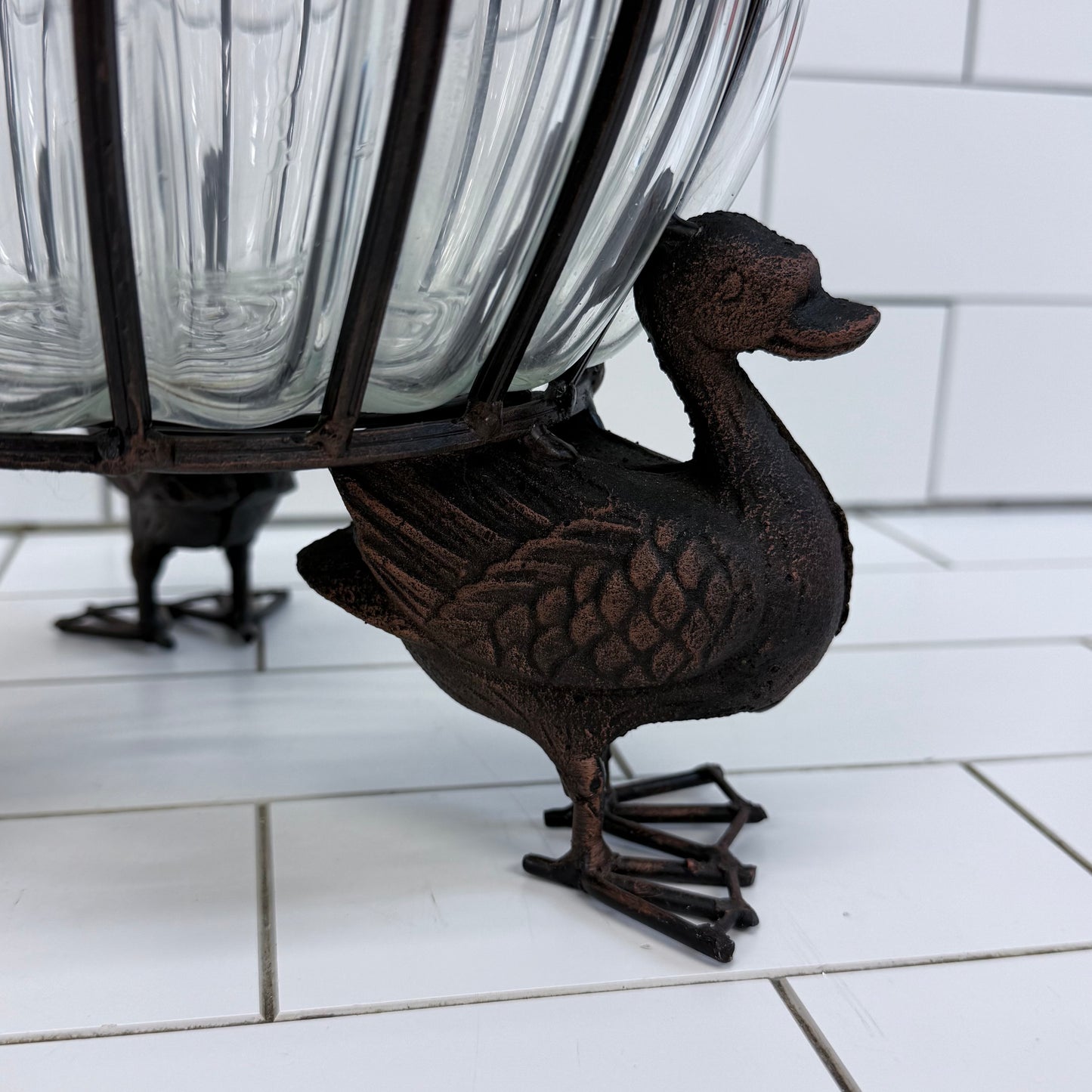 Duck Footed Planter Centerpiece with Glass Bowl