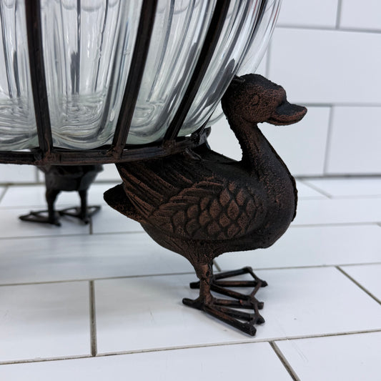Duck Footed Planter Centerpiece with Glass Bowl