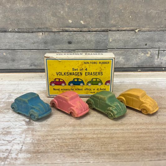 Volkswagen Beetle Erasers in Box, 1970s