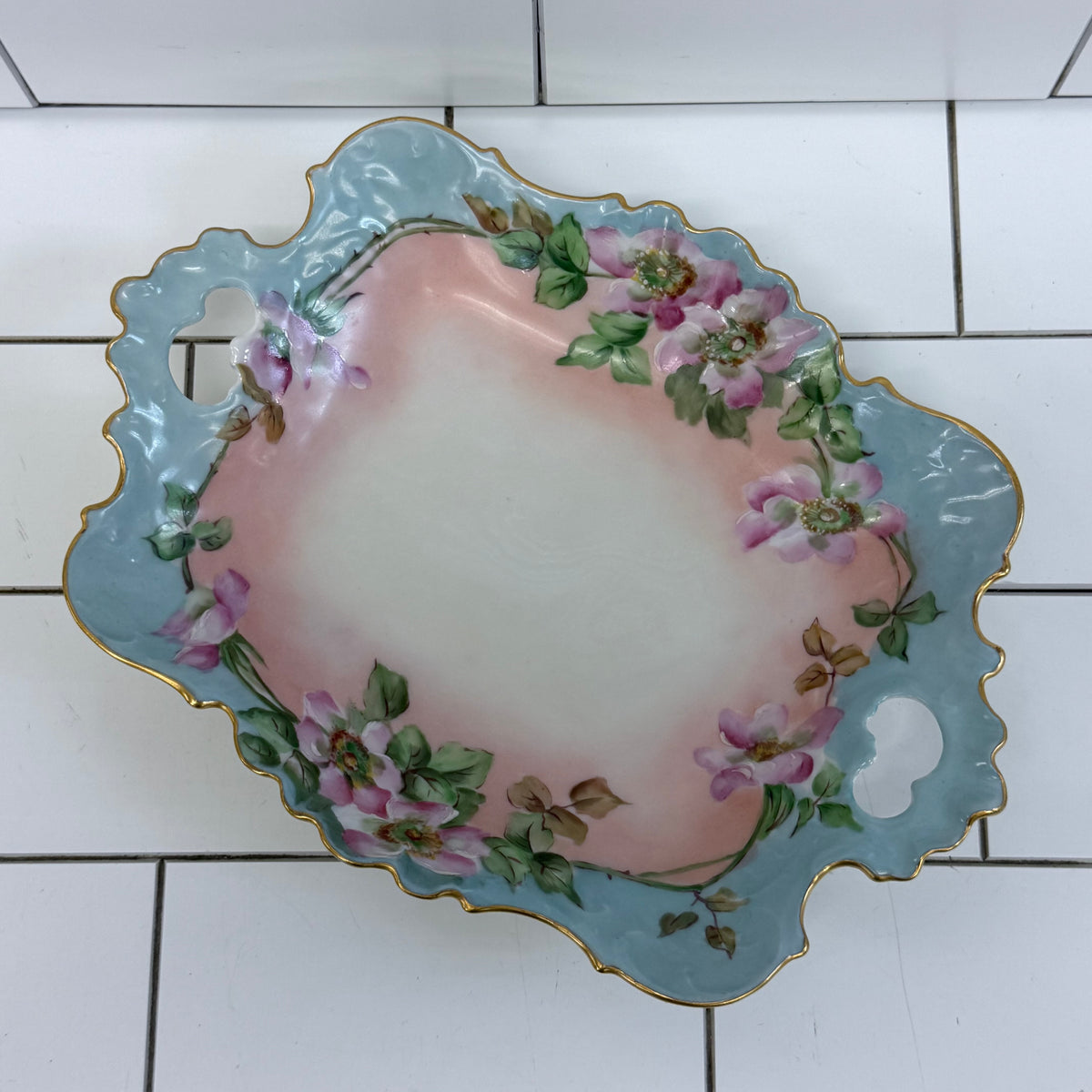 Antique Fürstenberg Brunswick Floral Porcelain Tray Gilt 1920s