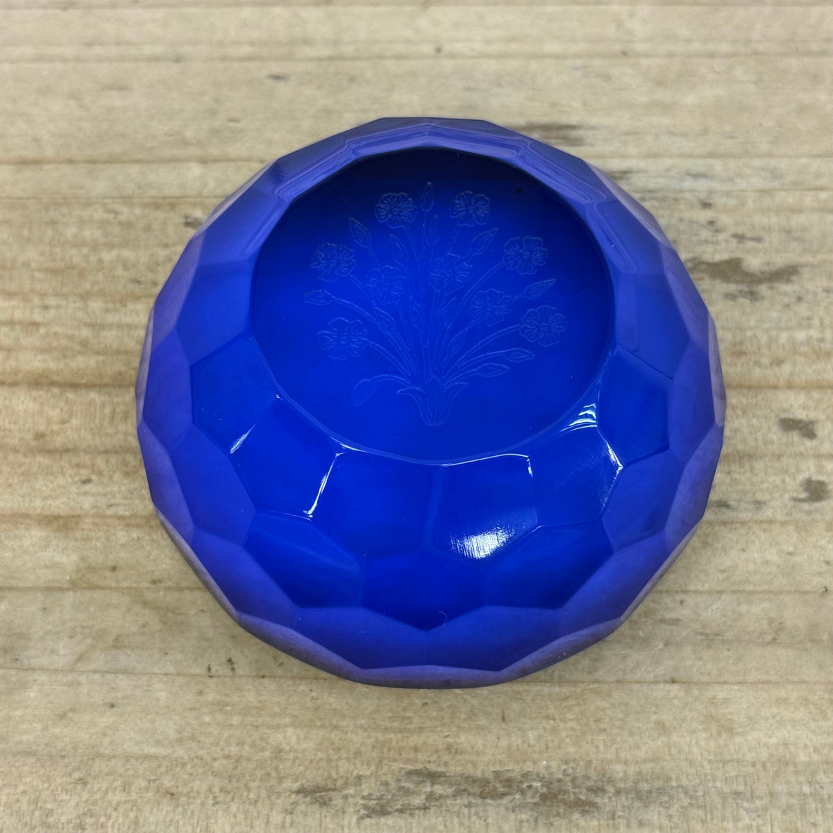 Saint-Louis Cobalt Blue Crystal Floral Paperweight France