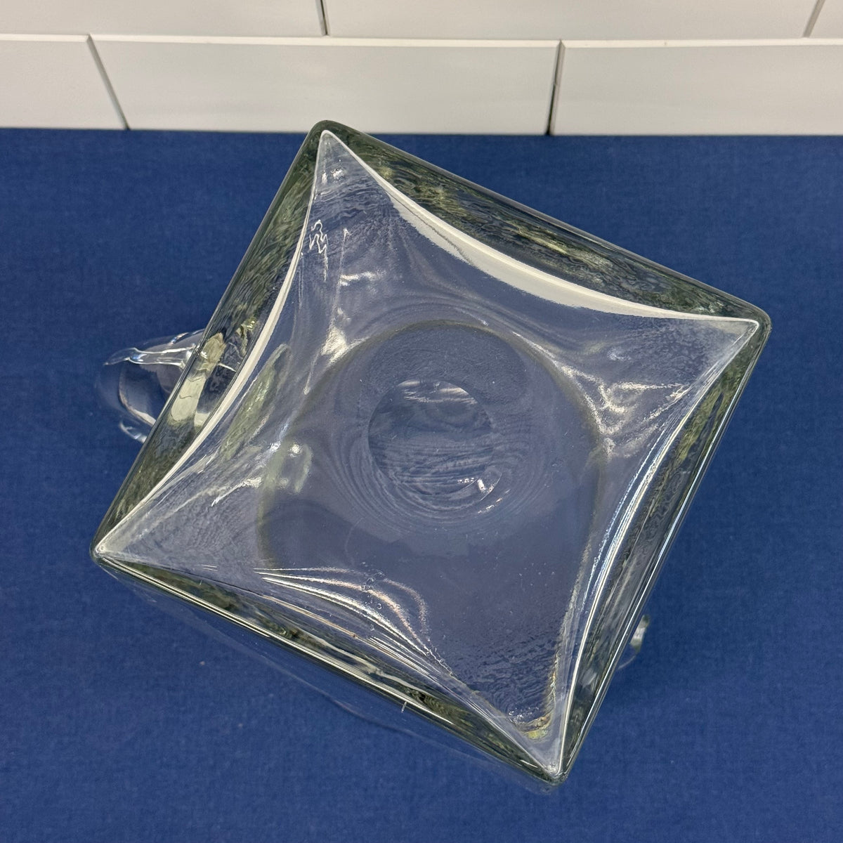 Clear Glass Square Base Pitcher Geometric Water Tea Serving Jug