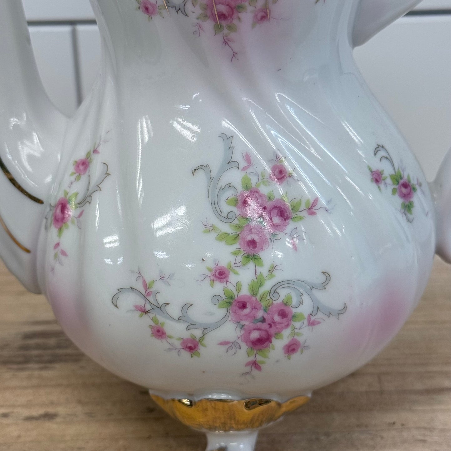 Lefton Heirloom Rose Teapot & Sugar Bowl Porcelain