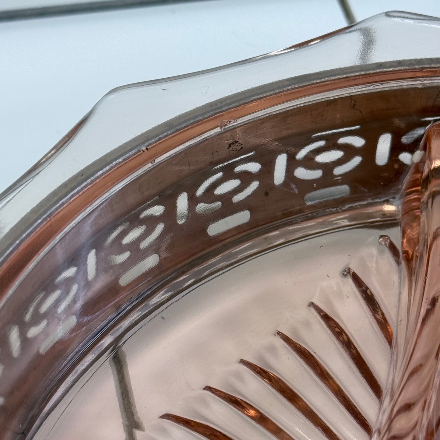 Pink Depression Glass Divided Relish Tray Carrier