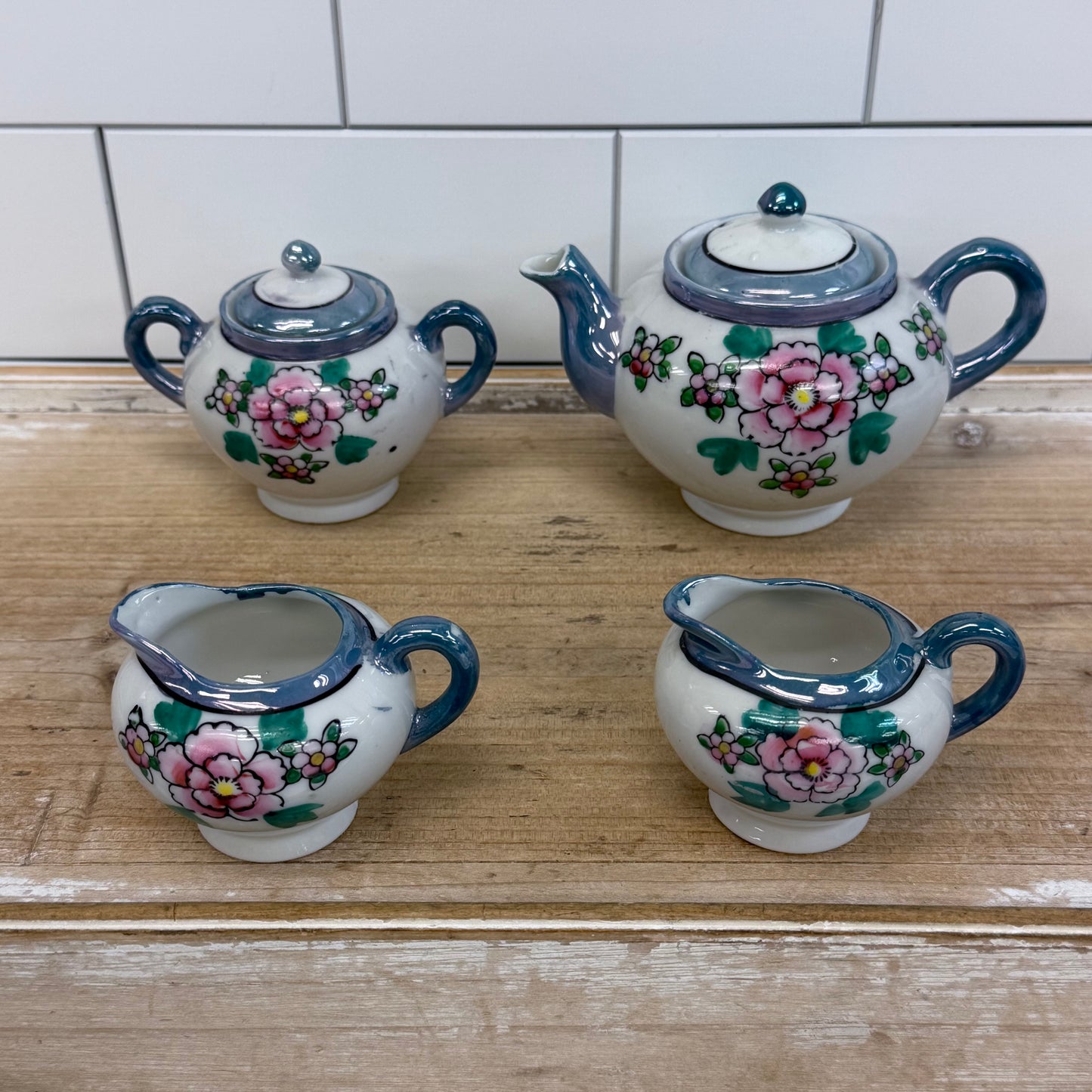 Japanese Lusterware Children's Tea Set Porcelain 22 Pieces