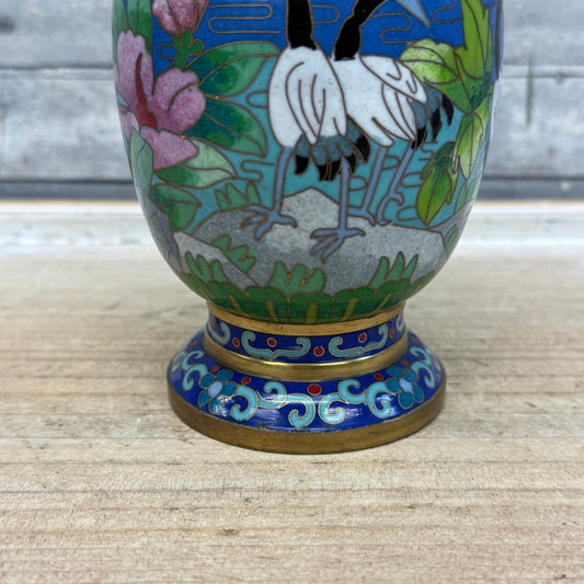 Chinese Lotus & Crane Cloisonné Vase