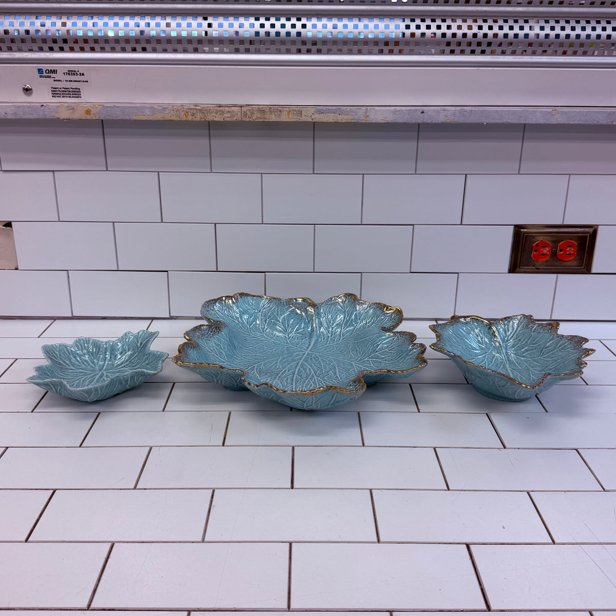 California Originals Turquoise Leaf Bowls Set of 3 Vintage 1960s