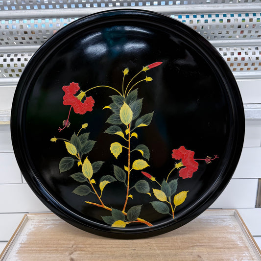 Bembo Okinawa Japanese Lacquerware Floral Serving Tray