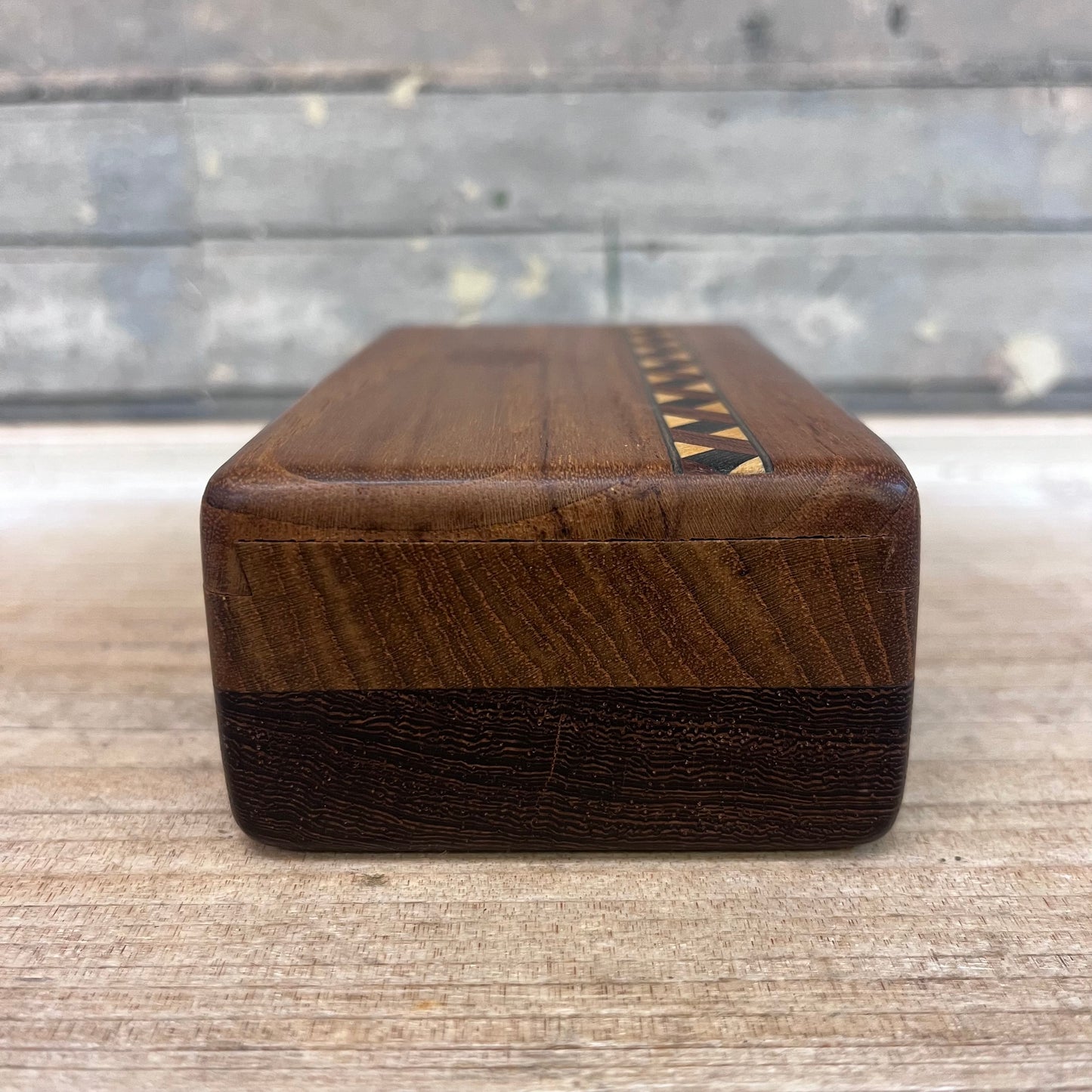 Wood Marquetry Slide Box, Handcrafted