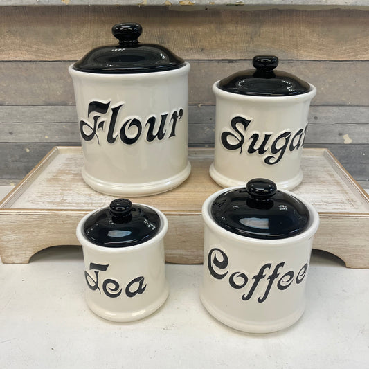 Vintage Jay Imports Ceramic Kitchen Canisters, Set of 4