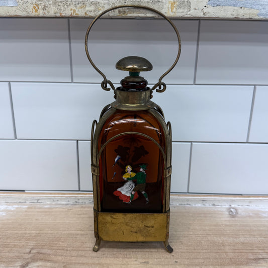 DBGM Musical Decanter Amber Glass German Barware 1960s