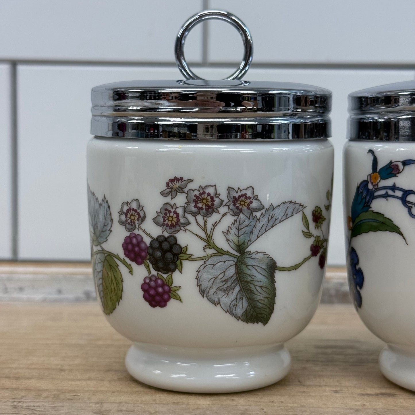 Royal Worcester Porcelain Egg Coddlers Set of 2 England 1970s