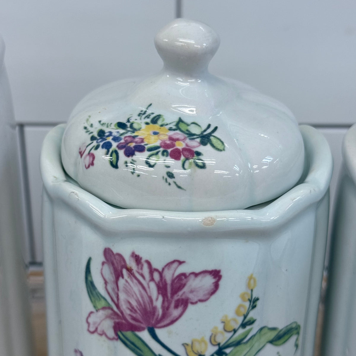T. Delft's Bleau Floral Ceramic Kitchen Canisters Set of 5