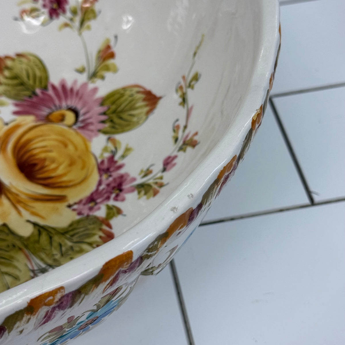 Floral Ceramic Pitcher & Wash Basin Set