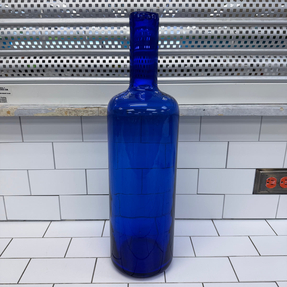 Blue Art Glass Centerpiece Bottle Vase