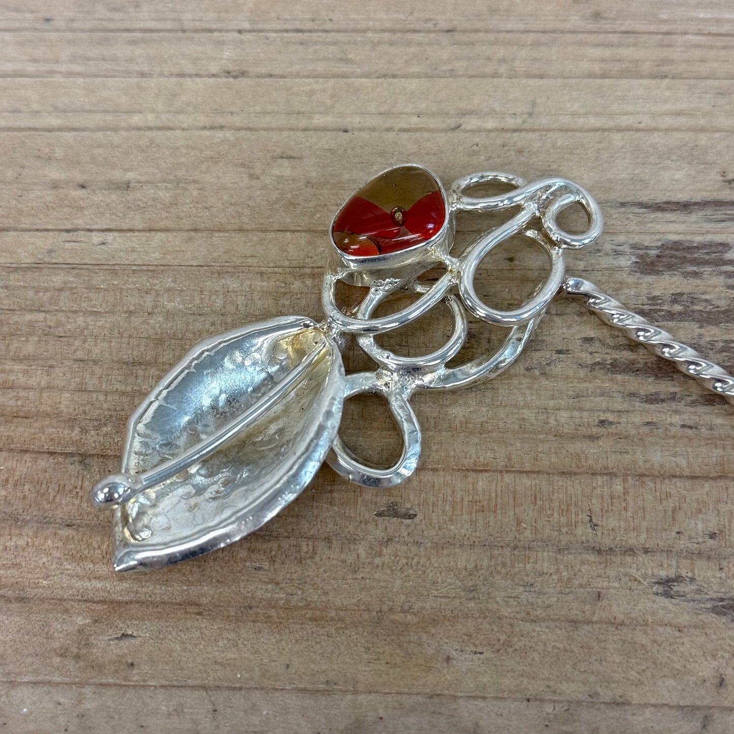 Dichroic Glass Cabochon Hair Stick Handmade by Claudia Carreon