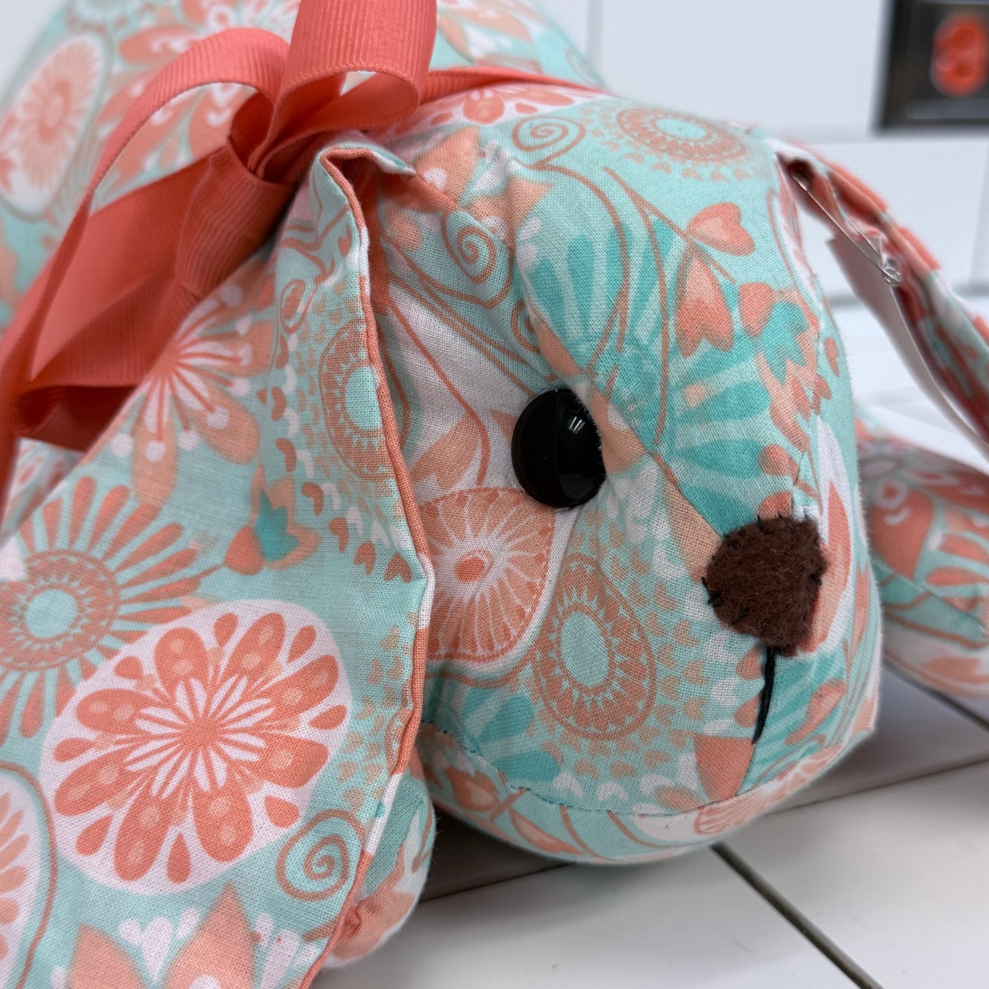 Handmade Floral Bunny Stuffed Animal by A Little Red Bird