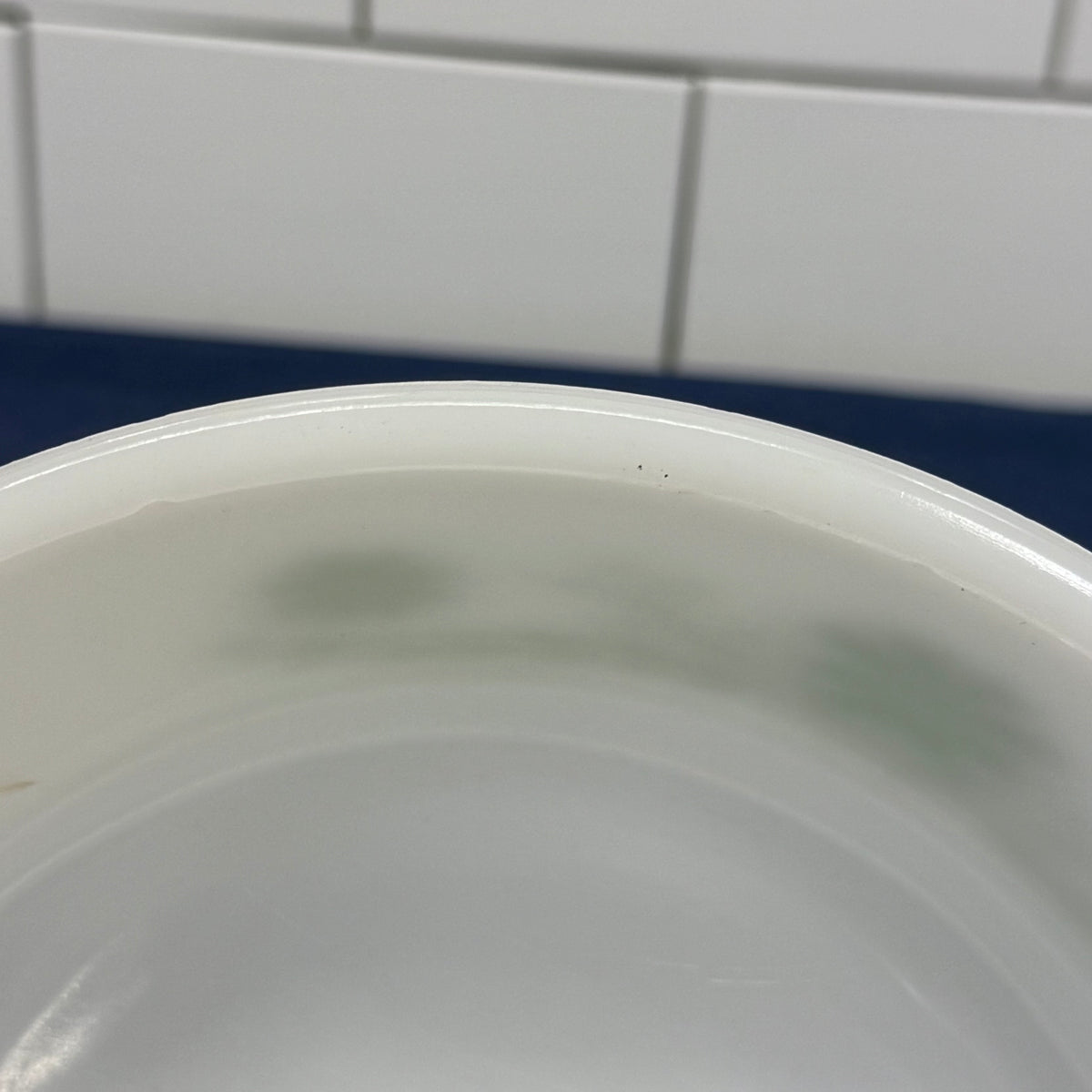 Glasbake Green Daisy Milk Glass Casserole Dish