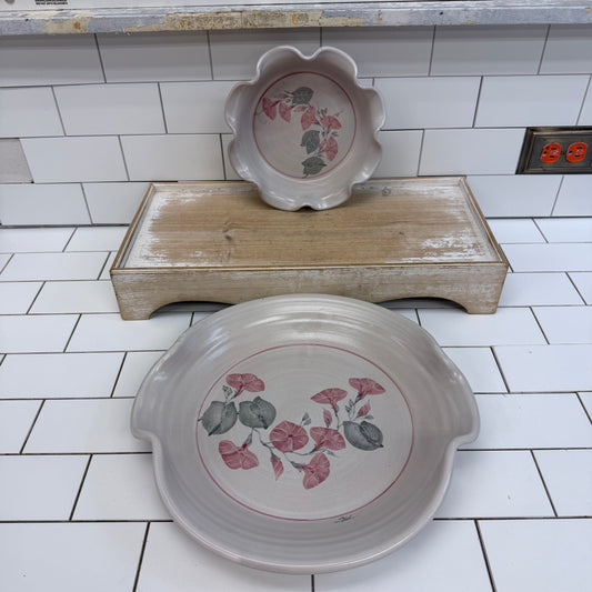 Studio Pottery Bowl &  Pie Dish Set Signed