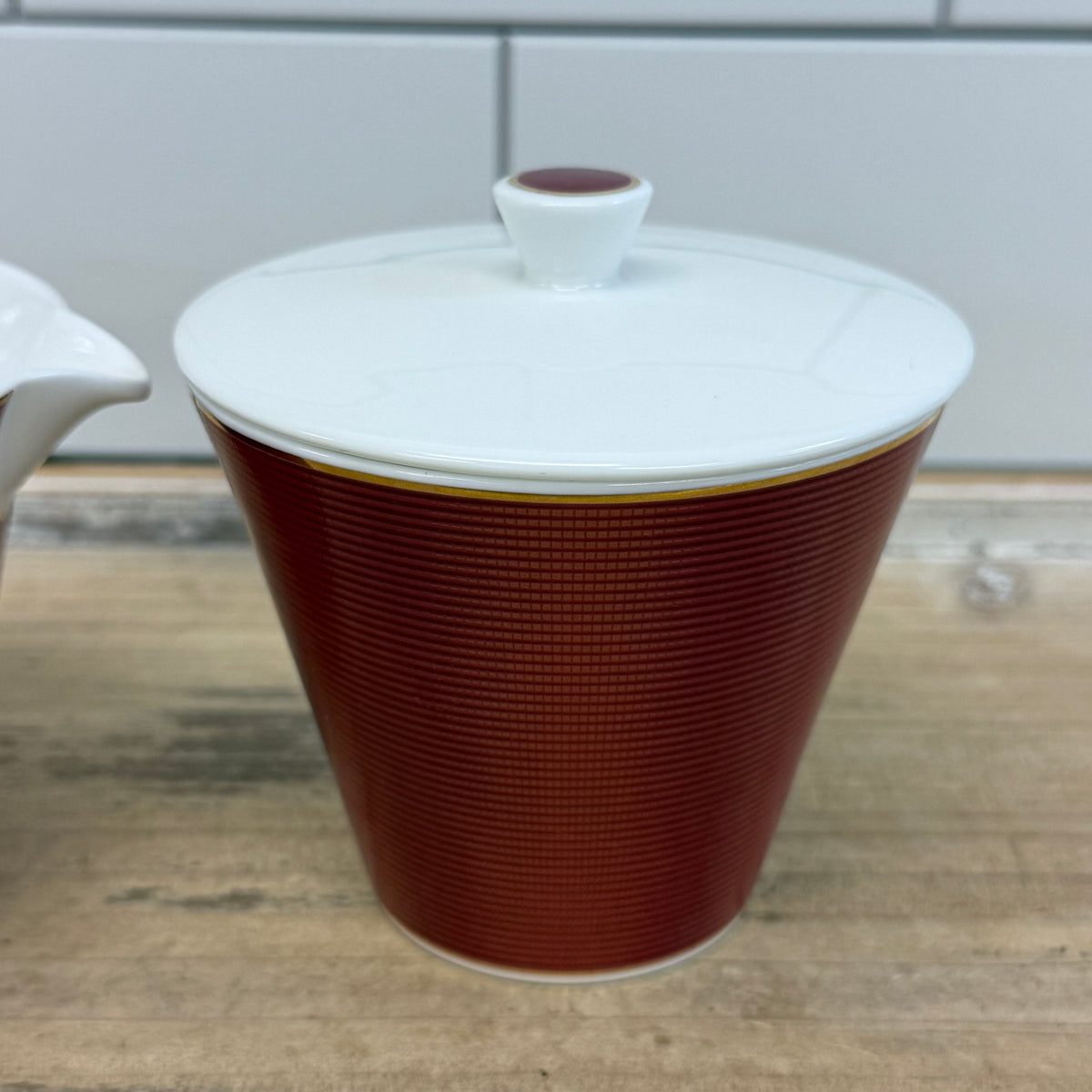 Nikko Burgundy Bone China Creamer & Lidded Sugar Bowl Set