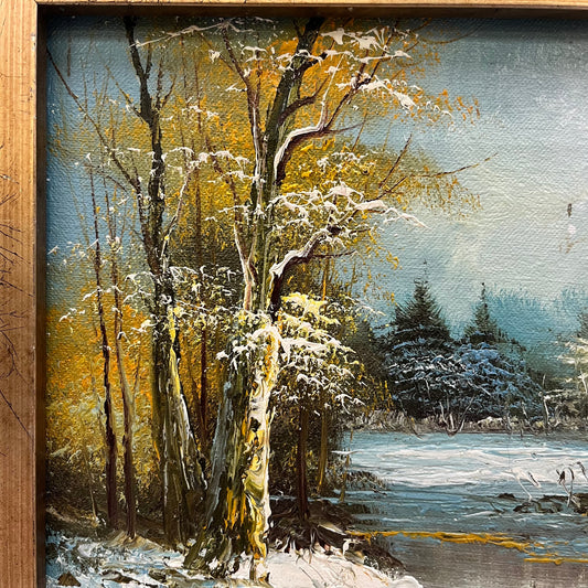 River Landscape Oil Painting, Signed