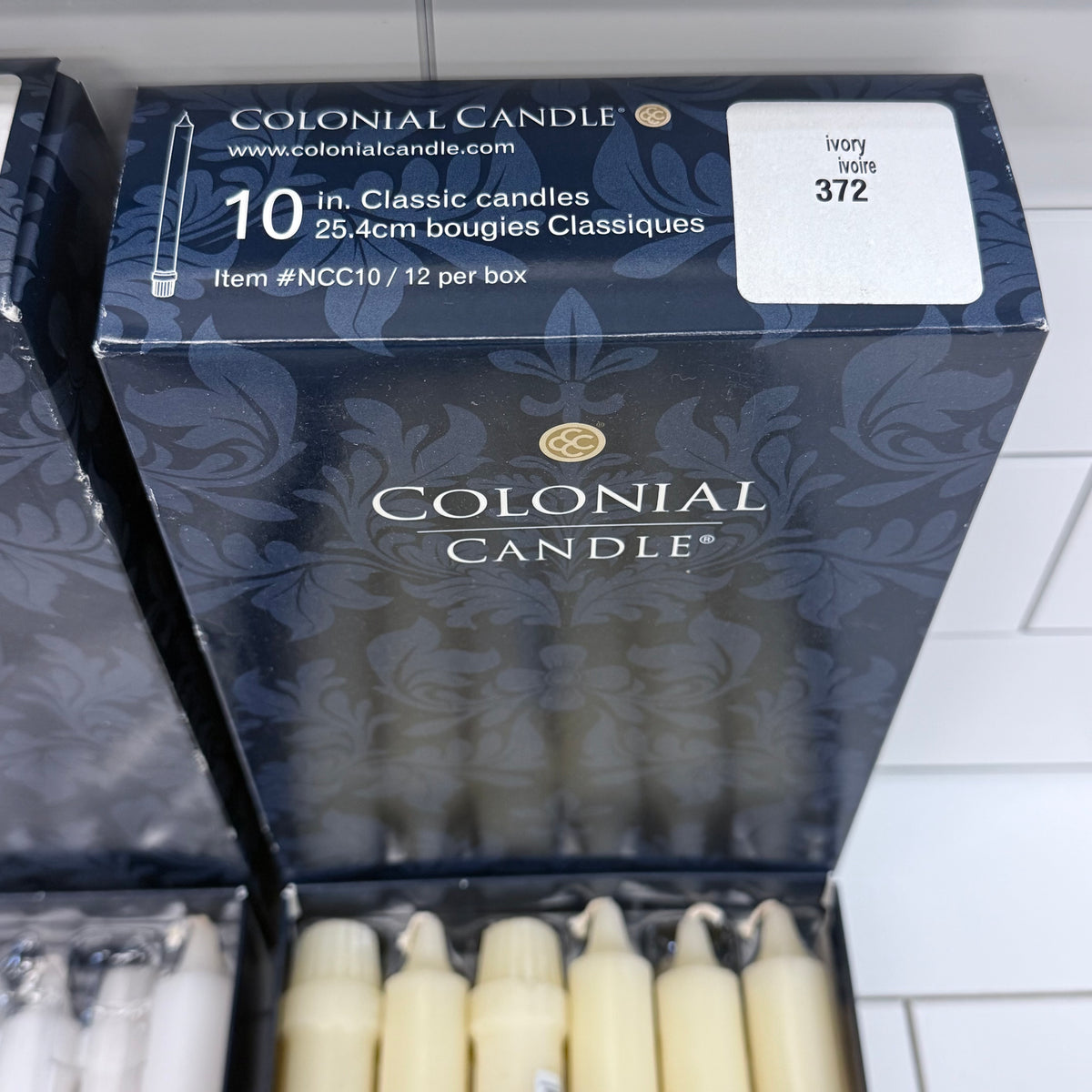 Colonial Candle Unscented White & Ivory Taper Candles Set of 19