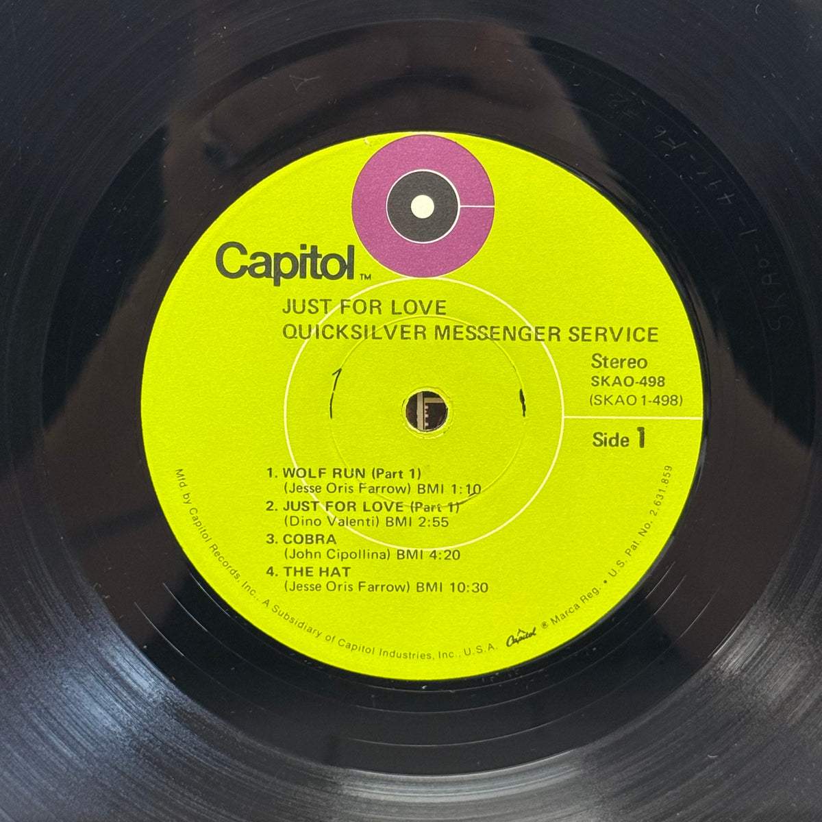 Quicksilver Messenger Service Just for Love Vinyl Record, 1970 - SKAO-498