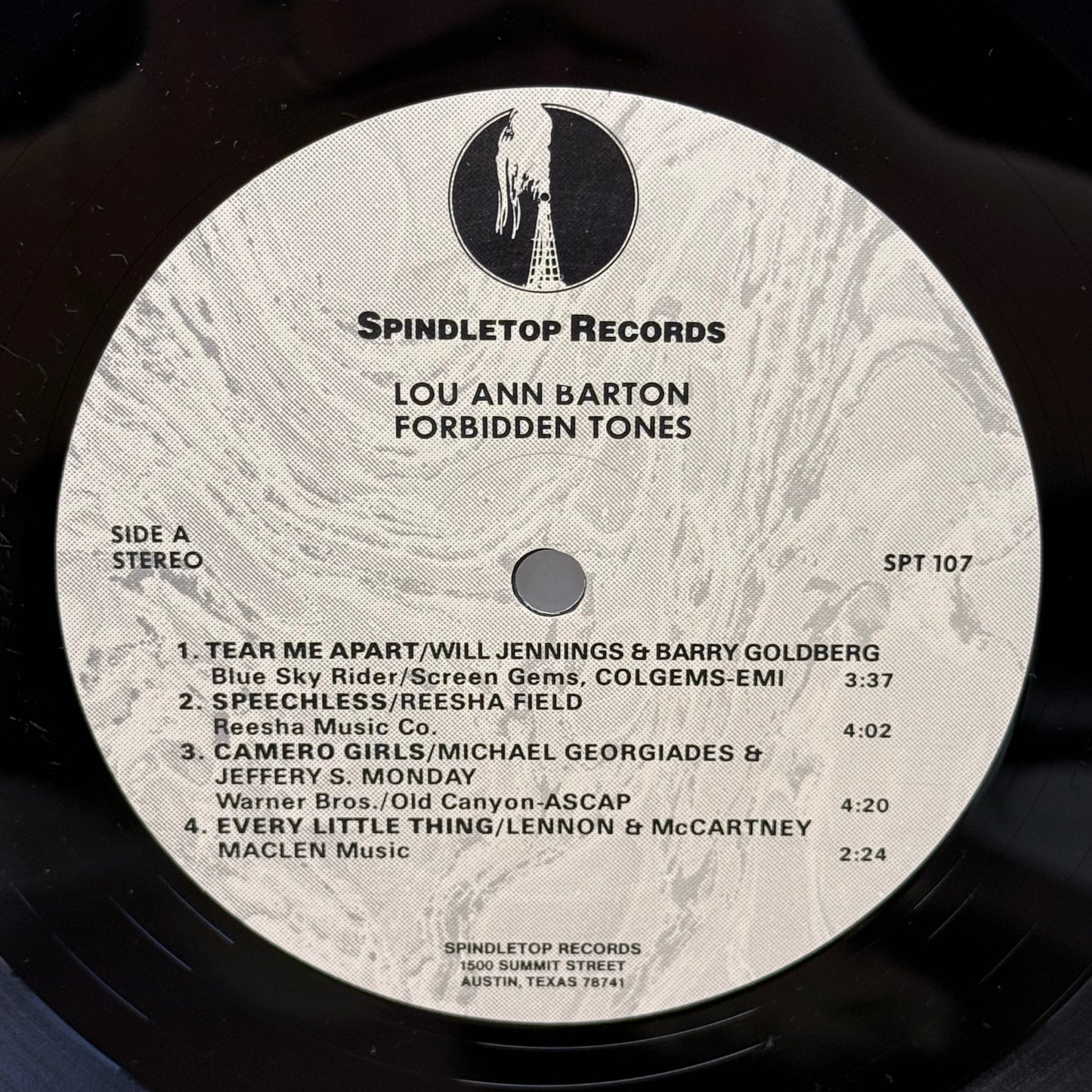 Lou Ann Barton Forbidden Tones Vinyl LP 1986 Spindletop #SPT 107