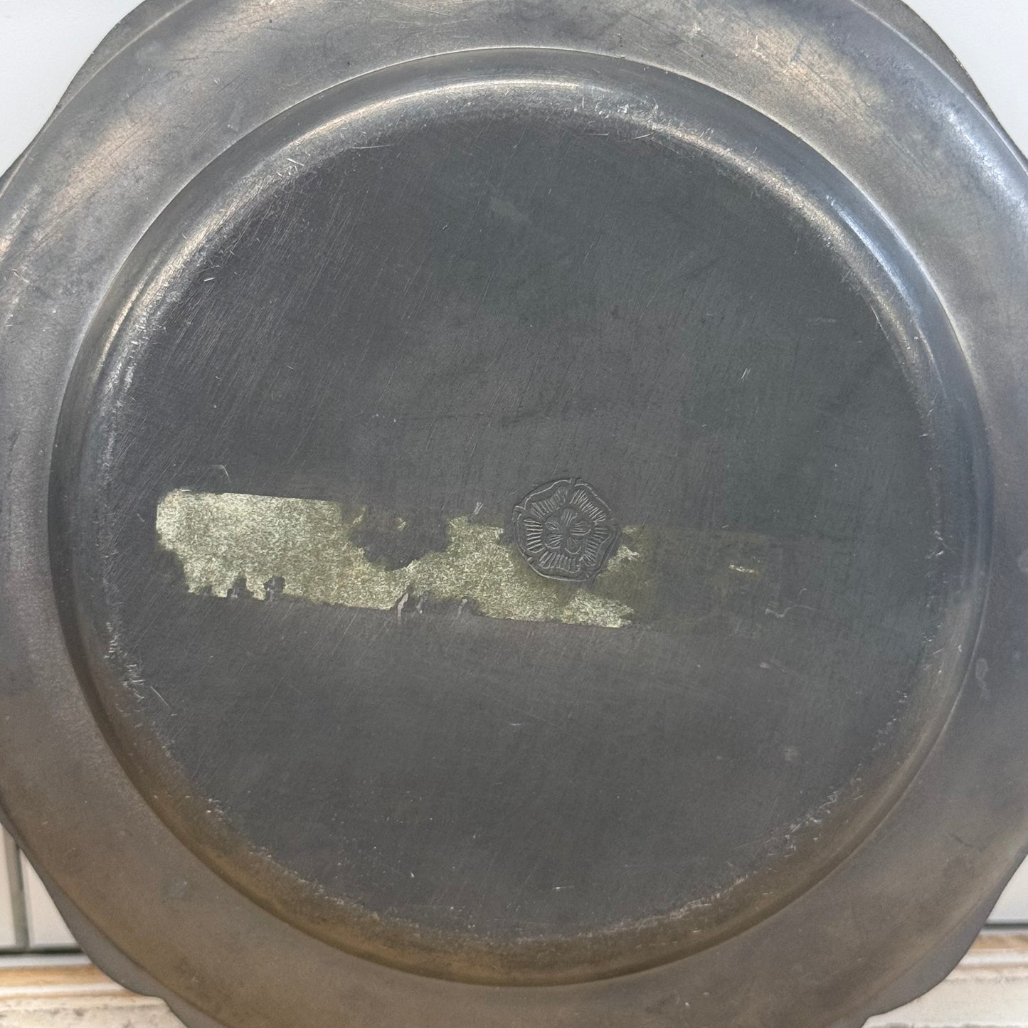 Colonial Revival Pewter Plates Set of 2 Tudor Rose Mark