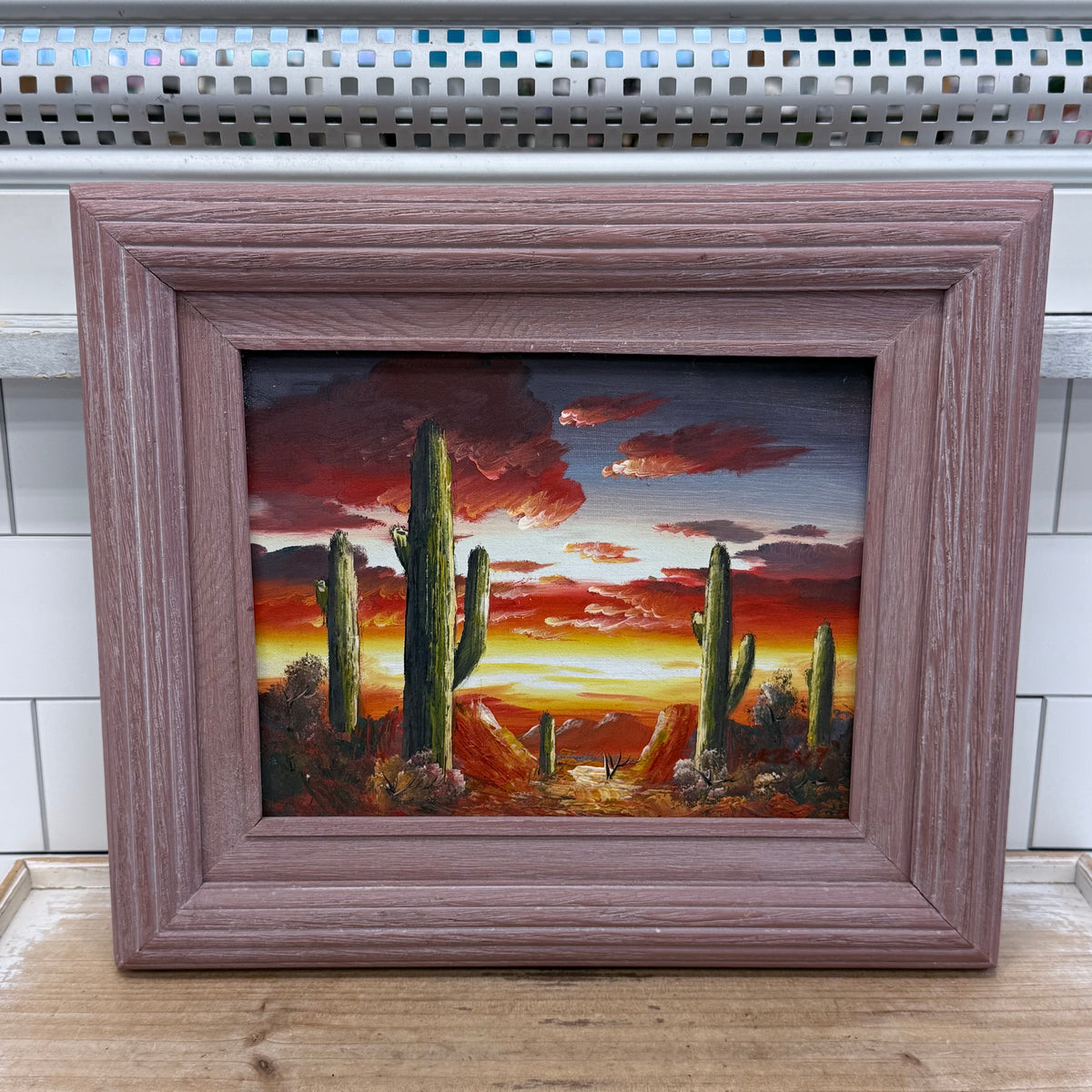 Original Oil Painting Southwestern Desert Sunset Signed
