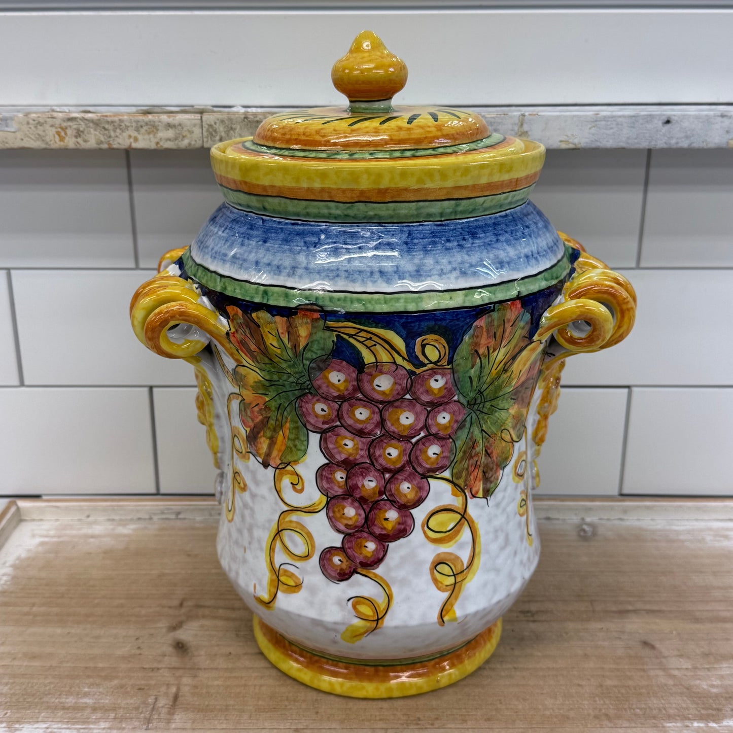 Orvieto Italian Lidded Canister Hand Painted Ceramic