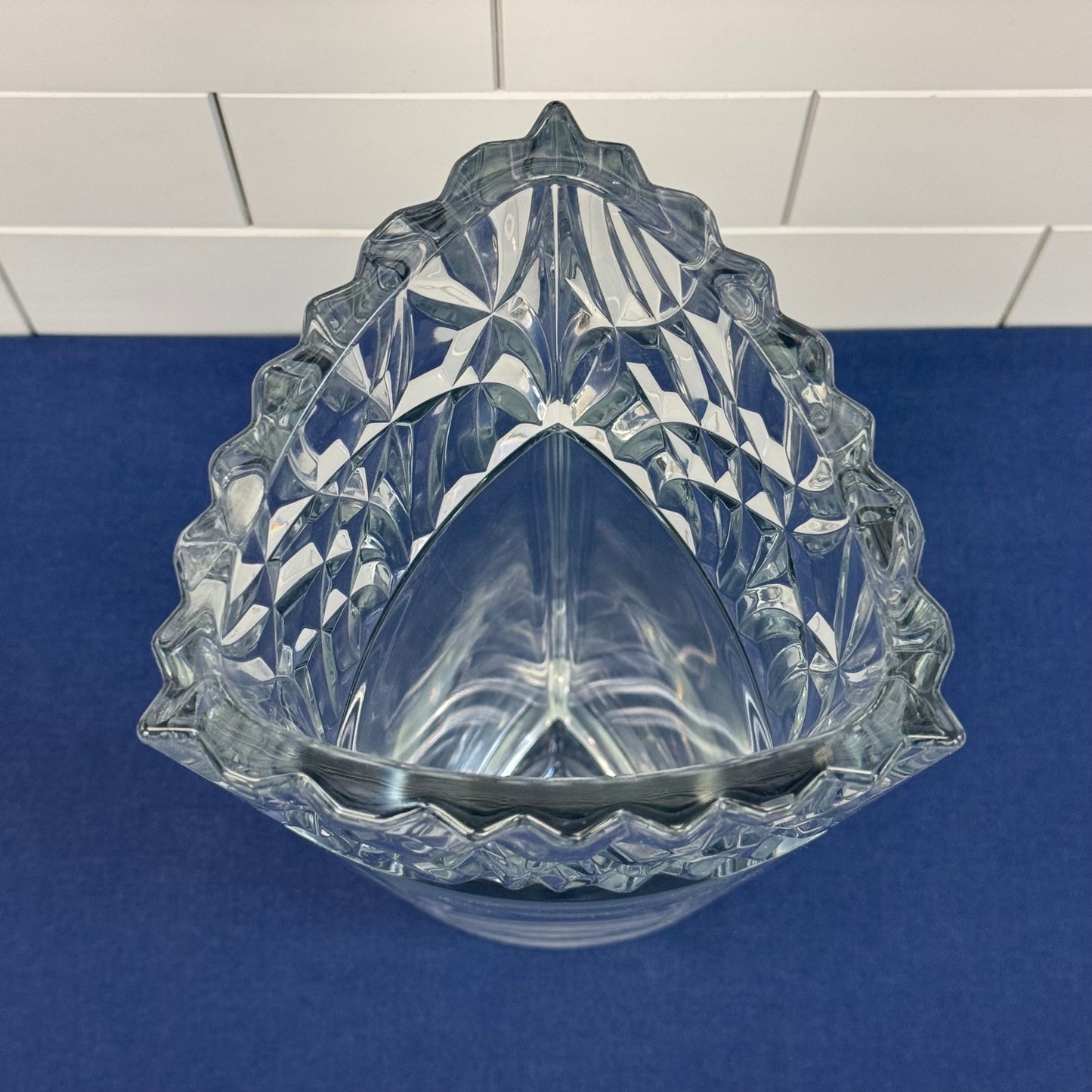 Mikasa Bali Cut Crystal Triangular Vase Modern Geometric Design