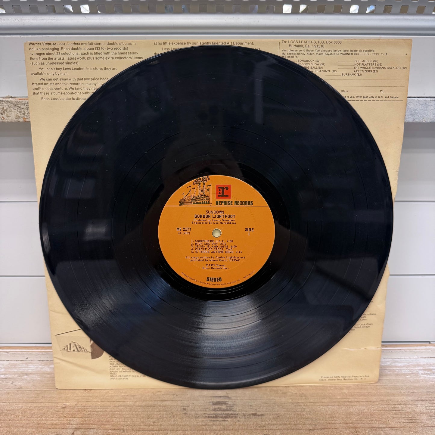 Gordon Lightfoot Sundown Vinyl Record LP 1974 #MS 2177