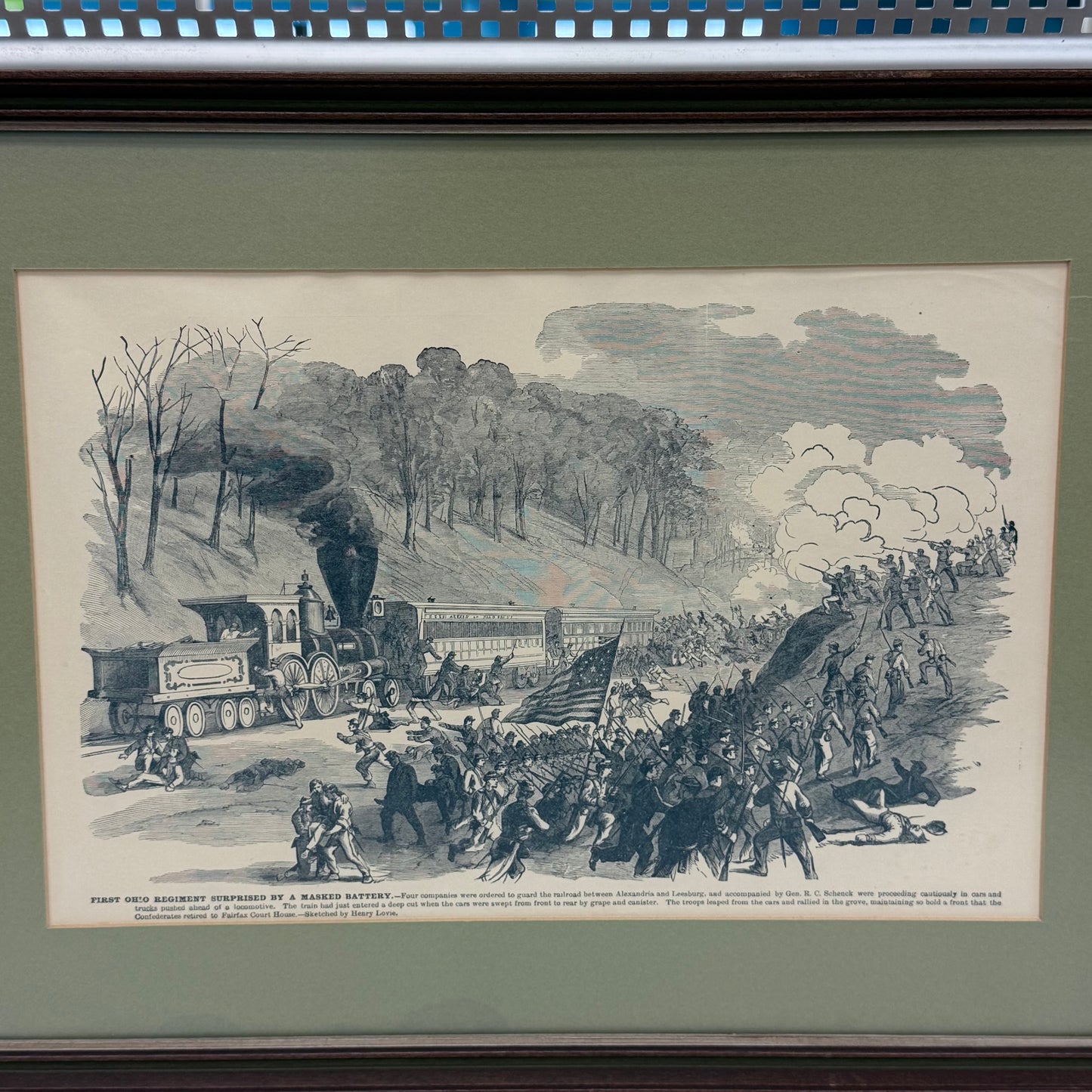 Framed First Ohio Regiment Surprised by a Masked Battery Civil War Print