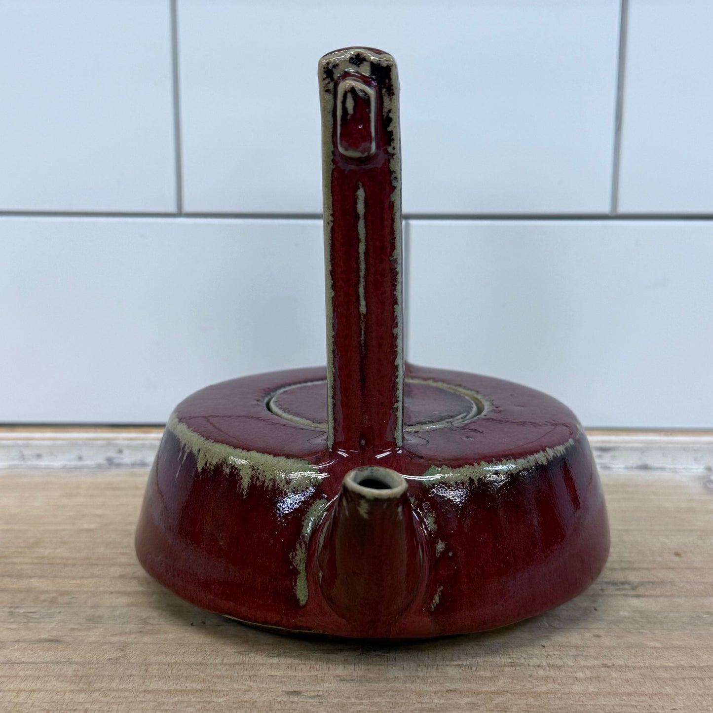 Vintage Oxblood Flambé Studio Pottery Teapot 1980s