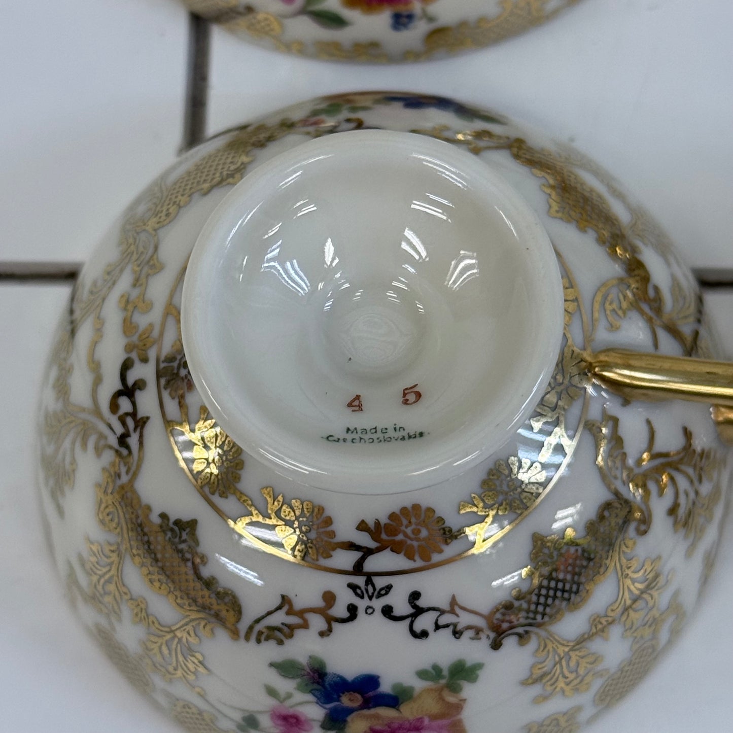 Bohemia Royal Ivory Teacup & Saucer Set of 8 Vintage 1930s